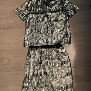 Ellie Tahari Art Deco Java Sequin top and skirt set